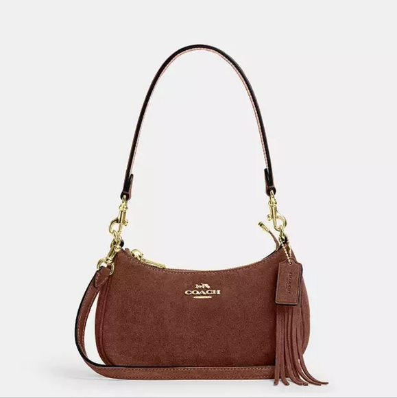 Coach Teri Mini Crossbody Bag (Suede, vintage brown) - Picture 1 of 15